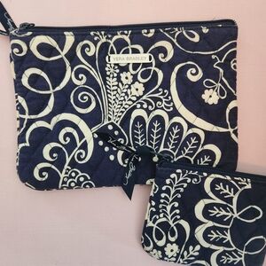 Vera Bradley Navy and White Floral Women's Bag Set Of 2.